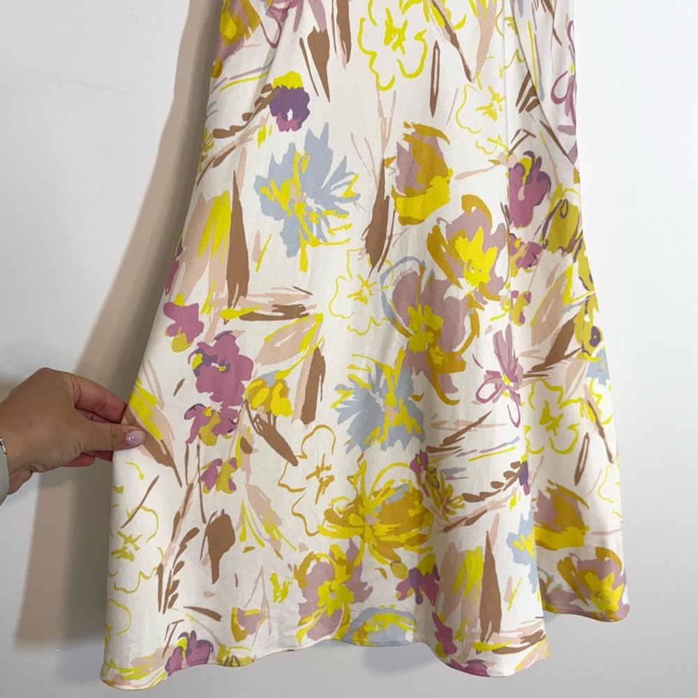 Ted Baker London Camily Floral Satin Cowl Neck Cold Shoulder Mini Dress Ivory 4 - Picture 6 of 16